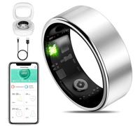 Smart Ring Fitness Tracker for iOS & Android - Sleep Monitor Heart Rate Blood Oxygen & Pressure 8 Sports Modes IP68 Waterproof NO Subscription Long Battery Life (Titanium Silver, 13#)
