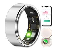 Smart Ring Fitness Tracker for Men Women, Health Ring with Sleep Monitor, Heart Rate, Blood Oxygen, IP68 Waterproof, No Subscription, Includes Charging Case - Compatible with iOS & Android (#10)