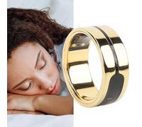 Smart Ring Fitness Tracker, Long Standby Touch Control Health Tracker Ring for Sleep Body Temperature Step Count Golden, made with ceramics and polished (Size 9 (Inner Diameter