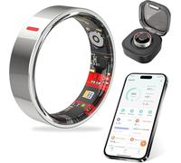 Smart Ring for Fitness & Health Tracking -Pedometer/Sleep/Heart Rate/Blood Oxygen Monitor Etc, 5ATM Waterproof/Long Battery Life & No APP Subscription Compatible with Android and iOS (silver, 8)