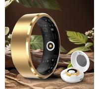 Smart Ring for Men Women - No App Subscription Wearable for Sleep, Heart Rate and Fitness Tracking, 5ATM 3g Ultra Light Smart Ring, 7 Days Battery Life, Compatible with iOS/Android (Gold, 9)