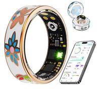 Smart Ring for Women and Men, 8 Sport Modes, Step Counter, Fitness Tracker with Heart Rate,5-Day Battery, Crystal Magnetic Charging Case (#9)