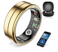 Smart Ring for Women & Men -100+ Sports Modes, Fitness Tracker with Heart Monitor, Sleep Tracker, Step Counter, Fitness Ring Compatible Android iOS, IP68 Waterproof, No Subscription Fee (Gold, 7)