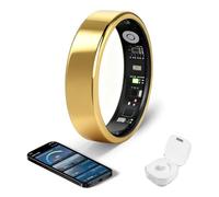 Smart Ring - Free Heart Rate SpO2 Sleep Tracker | No Subscription | IP68 Waterproof Fitness Tracker | 24/7 Activity Monitor | Step Counter & Stress Tracking | Sleep & Workout Accessory Gold 13