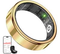 Smart Ring Health Tracker,Heart Rate&Sleep Tracking Wearable,Waterproof Fitness Ring for Women/Men,Free Subscription,Scratch-Resistant and Scratch-Free Smart Ring Fitness Tracker(Gold, 12)