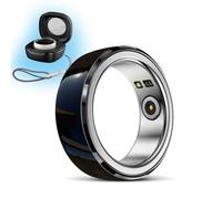 Smart Ring Health Tracker With Charging Case, Fitness Sleep Heart Rate Blood Oxygen Tracking Ring, IP68 Waterproof Bluetooth Ring Tracker, Great Gift For Women & Men (Color : Black, Size : M-18 mm)