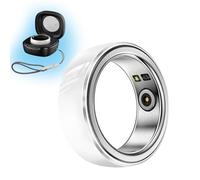 Smart Ring Health Tracker With Charging Case, Fitness Sleep Heart Rate Blood Oxygen Tracking Ring， IP68 Waterproof Bluetooth Ring Tracker, Great Gift For Women & Men (Color : Black, Size : M-18 mm)