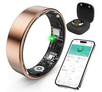 Smart Ring with Sleep Monitoring, Step Counting, Heart Rate, Blood Oxygen, Blood Pressure for iPhone and Android, Call/SMS Alerts, IP68 Waterproof Health Tracker (Black, 11#)