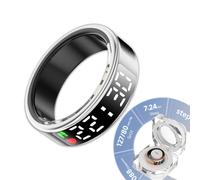 Smart Ring with Touch Screen, Fitness Ring with Sleep Step Monitor, Gesture Camera Control, IP68 Waterproof, Sleep Tracking Wearable Health Rings with Charging Compartment for iOS/Android silver 12#