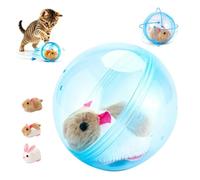 Smart Rolling Ball Cat Toy - Realistic Animal Automatic Moving Pet Ball - Glow in the Dark Interactive 360° Rotating Spin Chasing Toy for Cats & Kittens (Blue,White mouse)