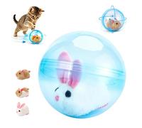 Smart Rolling Ball Cat Toy - Realistic Animal Automatic Moving Pet Ball - Glow in the Dark Interactive 360° Rotating Spin Chasing Toy for Cats & Kittens (Pink,White rabbit)