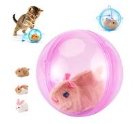 Smart Rolling Ball Cat Toy - Realistic Animal Automatic Moving Pet Ball - Glow in the Dark Interactive 360° Rotating Spin Chasing Toy for Cats & Kittens (Pink,Brown mouse)