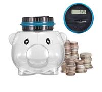 Smart Save Coin Jar, Auto Count Money Vault, 7.09x5.59x5.71 Inches Digital Storage with Tracking, Abs Transparent Coin Holder, Animal Themed Display Design, Kids Savings Learning Use