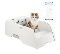 Smart Self-Cleaning Cat Litter Box, Open Design with IR Safety Sensors, WiFi Enabled, Compatible with Clumping Litter, White, 73.8x45x25cm, Ideal for Single & Multi-Cat Households