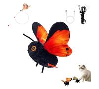 Smart Sensing Flapping Butterfly Cat Toy, Interactive Butterfly Toy For Cats, Realistic-Motion Wings Encourages Stalking & Pouncing, Sensor-Activated, Durable Plush Construction For Solo Play(Orange)