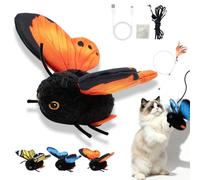 Smart Sensing Flapping Butterfly Toy Interactive Cat Toys, Rechargeable Cat Teaser, Realistic Wing Motion Encourages Stalking, Chasing, Batting, Supports Self-Directed Play，Orange