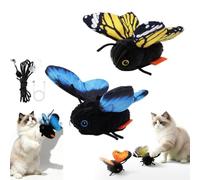 Smart Sensing Flapping Butterfly Toy, Rechargeable Realistic Flapping Butterfly Interactive Cat Toy Suction Cup Hanging, Rechargeable Cat Toy for Boredom Home Apartment Living Room (A#+C#)