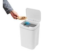 Smart Sensor Bin 16L IPX5 Waterproof Automatic Touchless with Triple Sensing Mode Silent Lid Compact 8.66x7.87in for Bathroom Kitchen Office White Modern