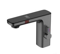 Smart Sensor Faucet with Digital Display, Touchless Hot & Cold Mixer Tap for Kitchen & Bathroom - Water-Saving, Easy Installation, Modern Grey Finish