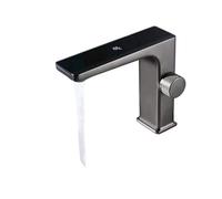 Smart Sensor Kitchen Faucet, Touchless Grey Tap with Digital Display, Hot & Cold Water Mixer for Bathroom Sink, Vanity Basin, Modern Design, Easy Installation