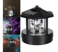 Smart Sensor Lighthouse Beacon Solar Led Light Outdoor Decor Rotating Beam Lamp