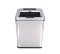 Smart Sensor Trash Can - Chinese Retro Imitation Wood Grain, Automatic Motion Sensing Bin for Living Room, Bathroom, Kitchen,Silver (12L)