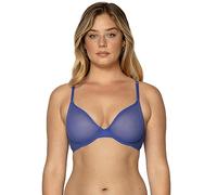 Smart & Sexy Sheer Mesh Demi Underwire Bra - Available in Single or 2-Pack, Flirty & Supportive, Dazzling Blue, 34D