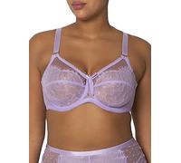 Smart & Sexy Women's Full Coverage Unlined Underwire, Lace & Mesh See, Plus Size Lingerie Inspired Retro Bra, Sheer, Lilac Iris, 36C