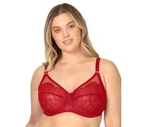 Smart & Sexy Women's Full Coverage Unlined Underwire, Lace & Mesh See, Plus Size Lingerie Inspired Retro Bra, Red, 36D