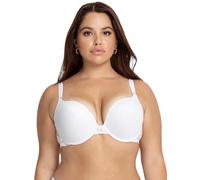 Smart & Sexy Women's Maximum Cleavage Underwire Push Up Bra, Available in Single and 2 Packs, White with Lace Wings, 34C