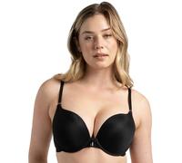 Smart & Sexy Women's Maximum Cleavage Underwire Push Up Bra, Available in Single and 2 Packs, Opaque, Black Hue with Lace Wings, 40C