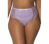 Smart & Sexy Women's Mesh & Lace High Waisted Thong Panties, Lilac Iris, M