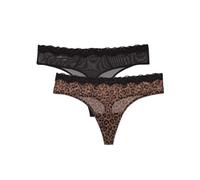 Smart & Sexy Women's Mesh & Lace Thong Panties, Available in Multi Packs, Classic Leopard/Black Hue, 5