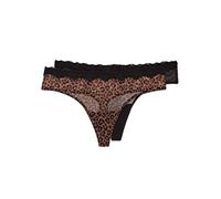 Smart & Sexy Women's Mesh & Lace Thong Panties, Available in Multi Packs, Classic Leopard/Black Hue, XL