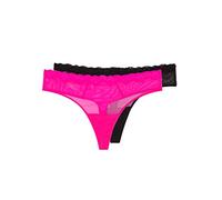 Smart & Sexy Women's Mesh & Lace Thong Panties, Available in Multi Packs, Electric Pink/Black Hue, 6