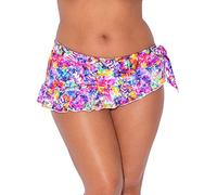 Smart+Sexy Women's Ruffled Side-tie Swim Skirt Bikini Bottom - Built-in Swimwear Coverup Swimsuit, Auroral Fantasy, L