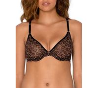 Smart & Sexy Women's Sheer Mesh Demi Underwire Bra, Leopard, 40E