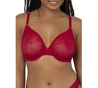 Smart & Sexy Women's Sheer Mesh Demi Underwire Bra, Red (Smooth Lace), 36C