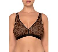 Smart & Sexy Women's Sheer Mesh Plunge Bralette, Classic Leopard, S