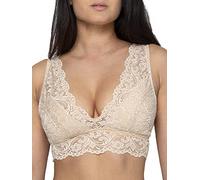 Smart & Sexy Women's Signature Lace Deep V Neck Wireless Support, Bralette Pack Bra, Opaque, in The Buff-1 Pack, L