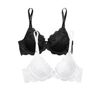 Smart & Sexy Women's Signature Lace Push-up Bra 2-Pack, Opaque, Black Hue/White, 32B (Pack of 2)