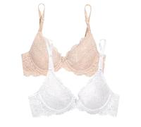 Smart & Sexy Women's Signature Lace Push-up Bra 2-Pack, Opaque, in The Buff/White, 38C (Pack of 2)