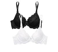 Smart & Sexy Women's Signature Lace Push-up Bra, Black Hue/White, 42D