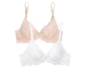 Smart & Sexy Women's Signature Lace Push-up Bra, in the Buff/White, 42D