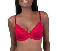 Smart & Sexy Women's Signature Lace Push-up Bra, Sheer, No No Red, 36 D