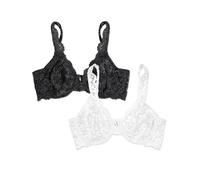 Smart & Sexy Women's Signature Lace Unlined Underwire Bra Full Coverage, Opaque, Black Hue/White, 42DD (Pack of 2)