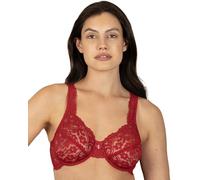 Smart & Sexy Women's Signature Lace Unlined Underwire Bra, Red, 42DD