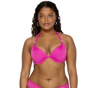 Smart & Sexy Women's Swim Secret Mega Push-up Halter Bikini Top, Fuchsia Sizzle, 36