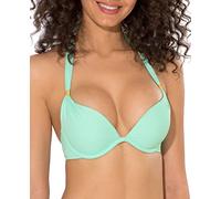 Smart & Sexy Women's Swim Secret Mega Push-up Halter Bikini Top, Mint Chip, 34C