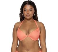 Smart & Sexy Women's Swim Secret Mega Push-up Halter Bikini Top, Peach Luster, 32C